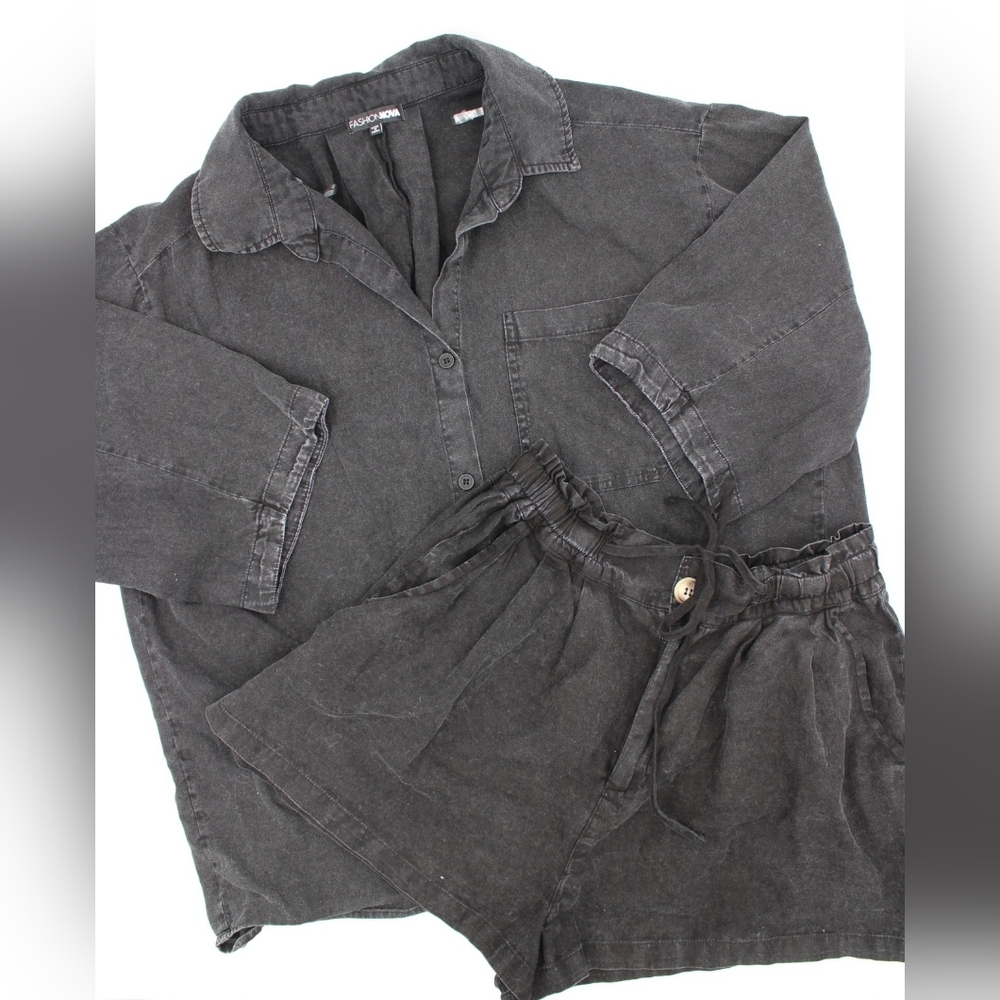 Fashion Nova Willow Washed Short Set – Black (Size Medium) - Picture 2 of 11